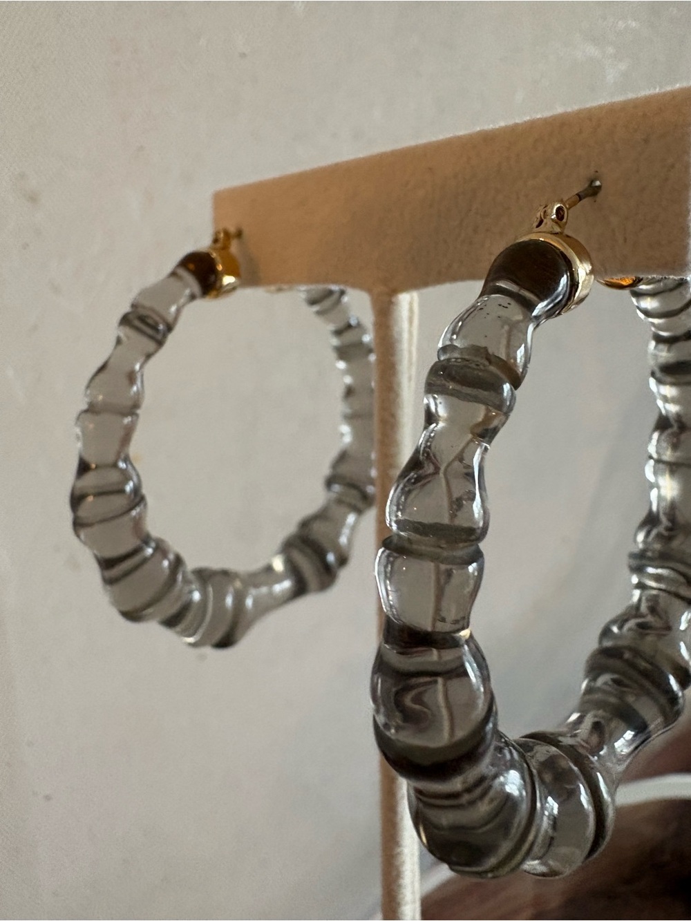 Betsey Johnson Clear Glass Ripple Hoop Earrings - Women Jewelry